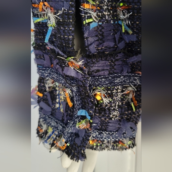 Gawqo Womans Sz. L Fringe Detail Cropped Jacket Lined Street Wear High Fashion - Picture 10 of 14